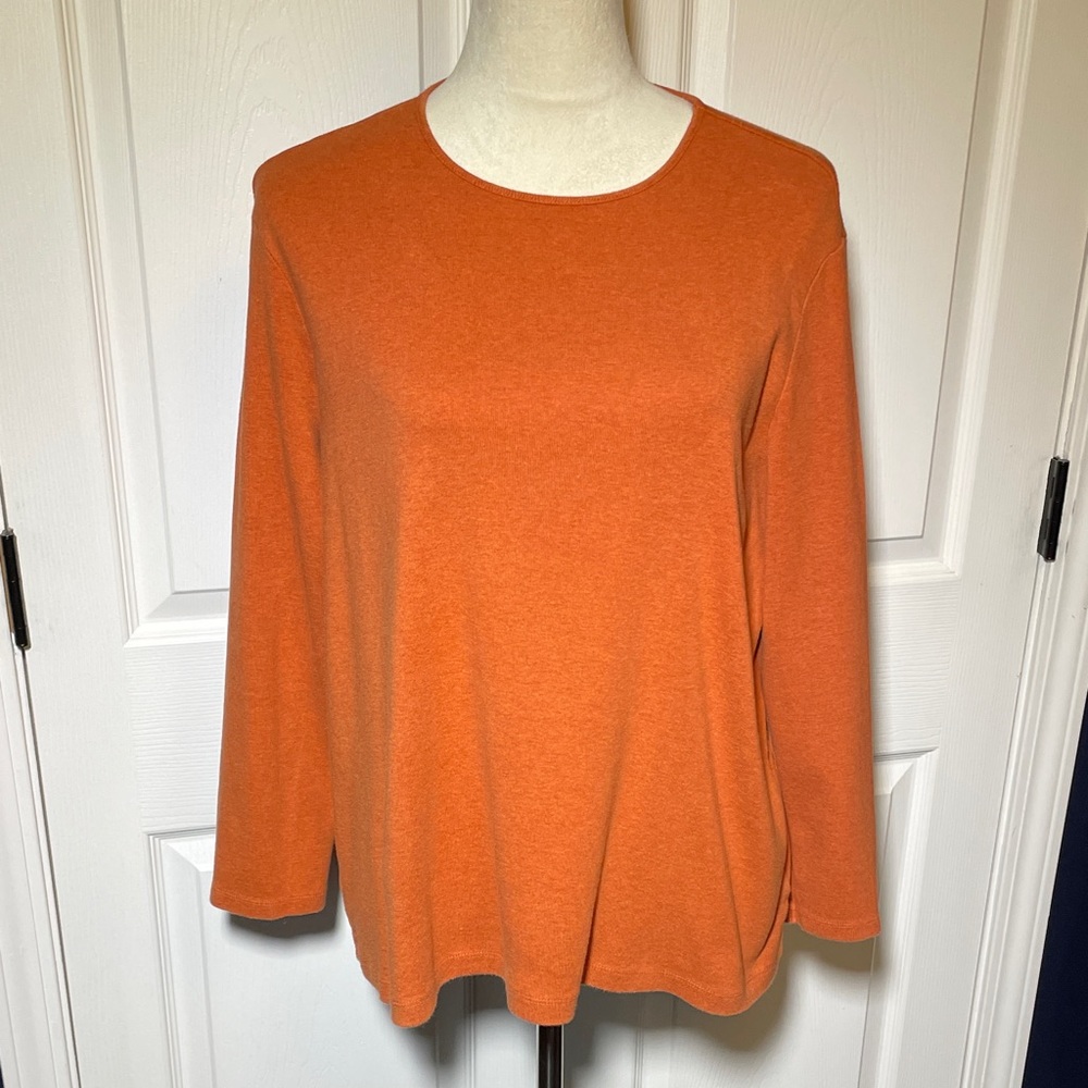 Pendleton Orange Rust Long Sleeve 100% Cotton Top… - image 1